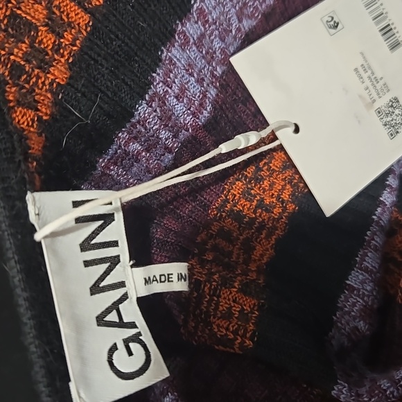 Ganni Striped Merino Wool Turtleneck Sweater, Open Back, S, NWT - Picture 7 of 8